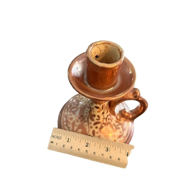 Vintage Lusterware Finger Handle Candle Holder Spain - Picture 3 of 8